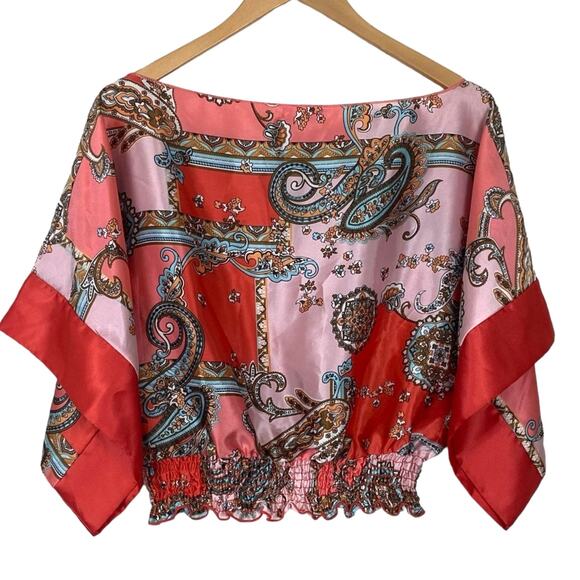 Twenty One Beautiful Vibrant Boho Paisley Blouse Size Large - Picture 3 of 9